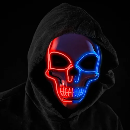 Vista 12 de Máscara de Halloween con luz LED de OceanWings para disfraces de miedo, para suministros de fiesta