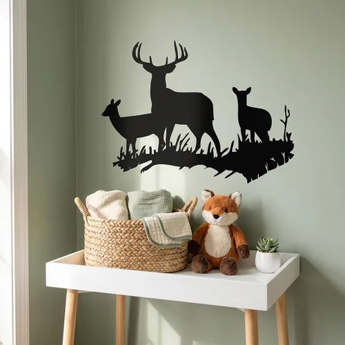 Vista 5 de Picniva Buck Deer Doe - Vinilo decorativo para pared, decoración de cabaña rústica inspiradora y citas, arte de pared extraíble para interiores