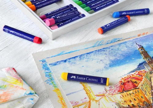 Vista 3 de Faber-Castell Creative Studio - Lápices de colores pastel al óleo, 12 colores vibrantes