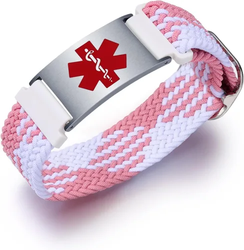 Vista 11 de Pulseras deportivas personalizadas de alerta médica para mujeres y hombres – Pulseras de identificación médica personalizadas con grabado gratuito