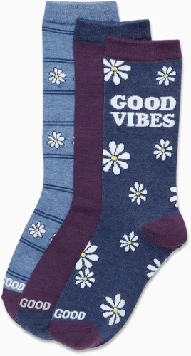 Vista 3 de Life is Good Calcetines para mujer - Calcetines novedosos de corte redondo paquete de 3