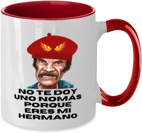 Vista 2 de Regalo para hermano, primo taza de café 2 colores roja y blanco no te doy una nomas