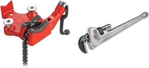 Vista 8 de RIDGID 40195 Tornillo superior Tornillo de cadena de banco y Wilton 4-1/2" Utility Bench Vise Pipe Clamping Tool Bundle