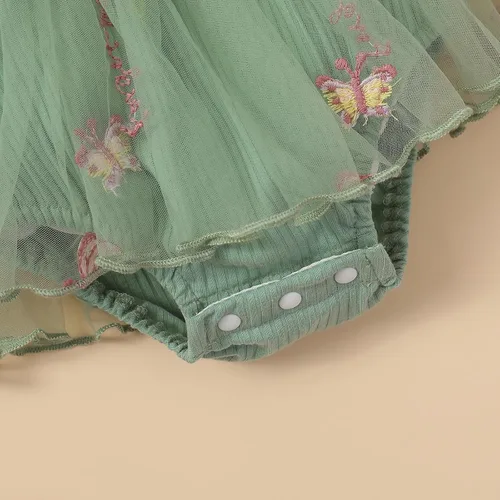 Vista 7 de Sasaerucure Traje de manga larga para bebé niña de otoño e invierno, mameluco de encaje con tutú de una pieza, mameluco de punto