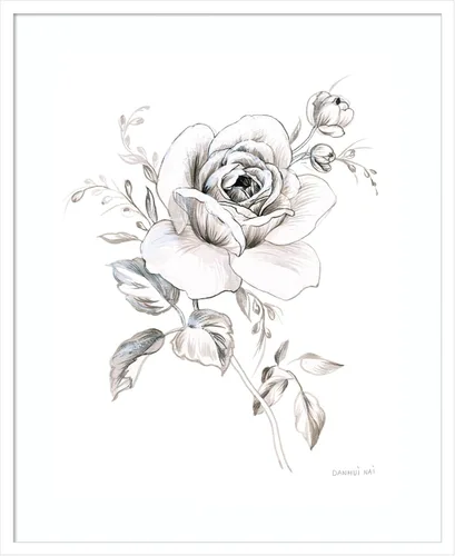 Vista 16 de Amanti Art Impresión artística enmarcada para pared, 21 x 17 pulgadas, cuaderno de bocetos Garden IX BW por Danhui Nai, arte de pared de flores
