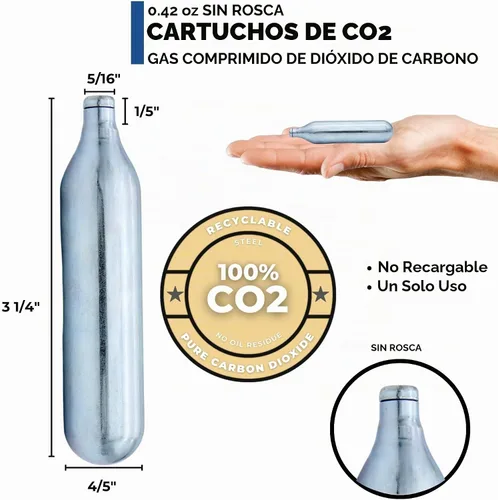 Vista 2 de ICO 12 Gram Co2 Cartridges Non-Threaded, CO2 cartridges BB Gun, CO2 BB Pistol, Airsoft Pistol, and Paintball Markers