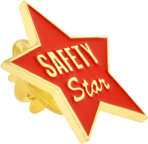 Vista 2 de PinMart Pin de solapa esmaltado con premios de estrella de seguridad rojo y dorado
