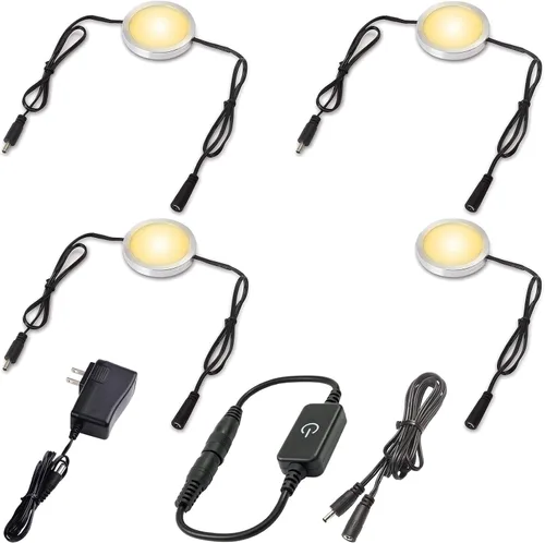 Vista 9 de Iluminación para debajo del gabinete, luces LED regulables, sobre o debajo para armario de cocina, luz nocturna segura, iluminación de acento, luz