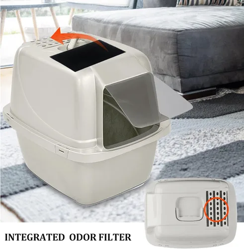 Vista 5 de Paquete de 8 filtros de carbón para caja de arena para gatos Van Ness, filtros de olor de carbono de repuesto de 4.4 x 6.5 pulgadas para filtro