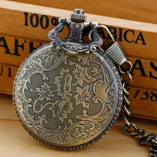 Vista 5 de Bronze G Quartz Pocket Watch for Men, Men's Quartz Pocket Watch with Chain Anime-G
