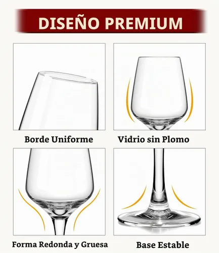 Vista 6 de OJA - Juego de 8 copas de vino, color rojo y blanco, 12 onzas