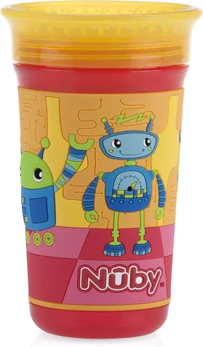Vista 12 de Nuby 360 Degree Easy Sip 3D Grip Wonder Cup con funda de silicona impresa, morado, mariposa, 10 onzas