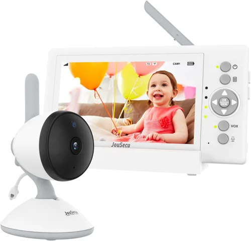 Vista 7 de Monitor de bebé sin WiFi, monitor de bebé de 5 pulgadas 720P HD con cámara y audio con batería de 30 horas de duración, monitor de cámara para bebé