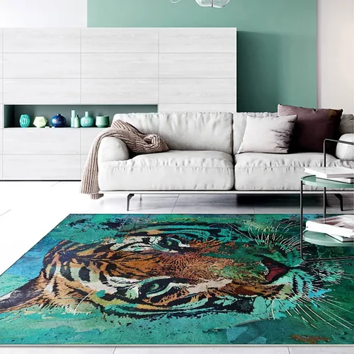 Vista 34 de Alfombra vintage de estilo bohemio con diseño de tigre para puerta de baño, 2 x 3 pies, alfombra pequeña para dormitorio, lavable, tapete de tigre
