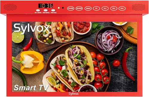 Vista 10 de SYLVOX Smart TV abatible de 15.6 pulgadas debajo del gabinete, Google TV soporta rotación de 360 grados, conexión WiFi y inalámbrica, diseño