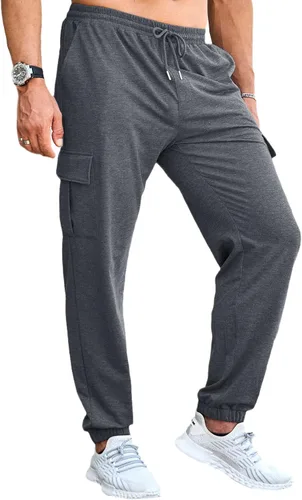 Vista 4 de CTU Pantalones deportivos de entrenamiento de moda para hombre, ligeros, holgados, casuales, con parte inferior abierta