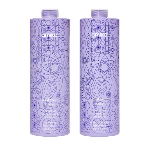 Vista 14 de amika bust your brass cool blonde strength repair shampoo