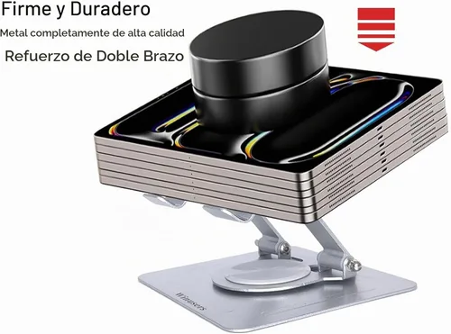 Vista 5 de Soporte para tablet para escritorio, soporte ajustable para tableta de escritorio, tableta plegable con base giratoria de 360 grados para iPad Pro