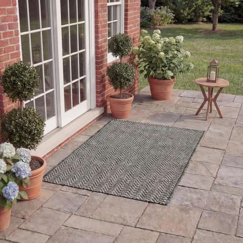 Vista 51 de Safavieh Colección Courtyard CY8022 Alfombra, 2 pies x 3 pulgadas x 5 pies, aguamarina y gris, impermeable, fácil de limpiar, sin pelusa