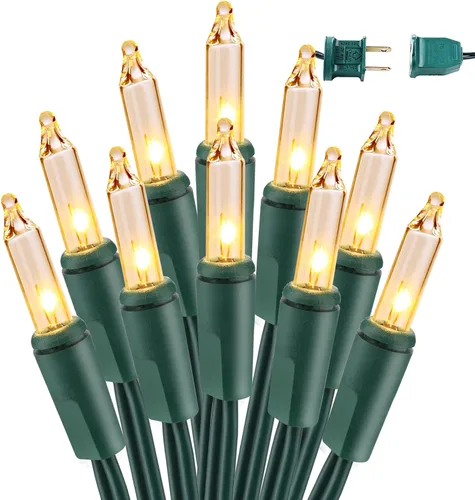Vista 9 de BrizLabs Luces de Navidad transparentes, 50 unidades, luces incandescentes blancas cálidas, mini cadena de luz conectable, luces de árbol de Navidad