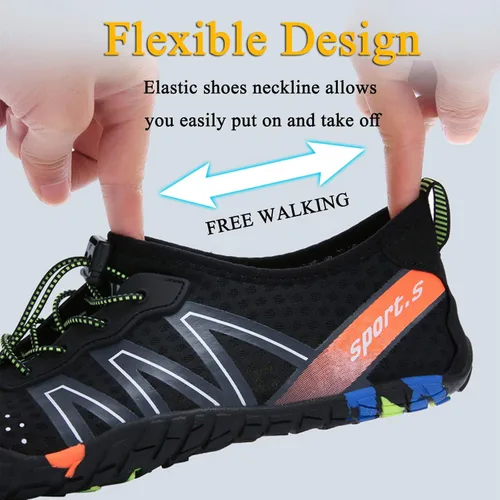 Vista 6 de Zapatos acuáticos para hombre y mujer, descalzos, para exteriores, para playa, natación, piscina, río, secado rápido, navegación, pesca, buceo