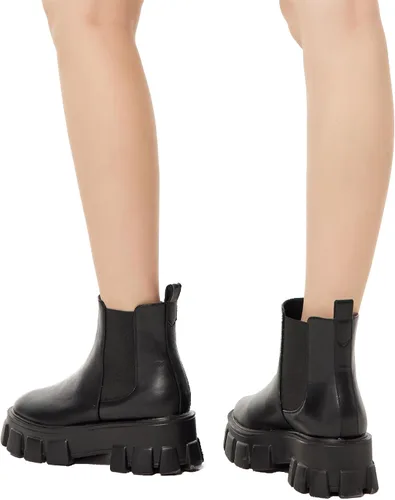 Vista 6 de Botines con cordones Chelsea Combat Chunky Plataforma para mujer en Negro (ROTA)