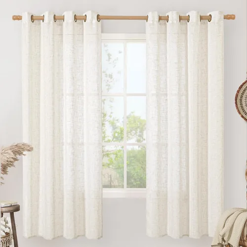 Vista 69 de LAMIT Cortinas de lino marrón caramelo para sala de estar, 84 pulgadas, de lino sintético, texturizado, filtrante de luz, paneles de privacidad