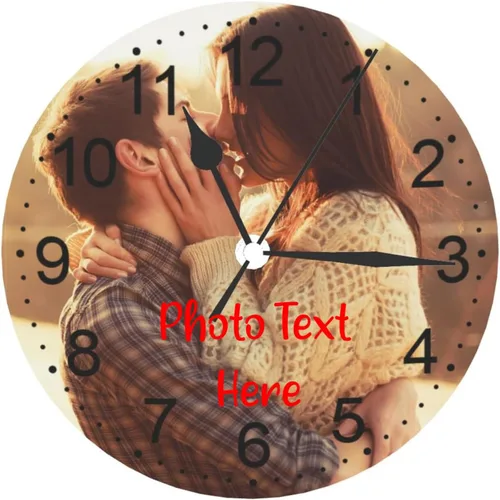 Vista 10 de Reloj personalizado personalizado relojes de pared personalizados tus 4 fotos nombre de texto silencioso 10 pulgadas, PVC, placa de marcación