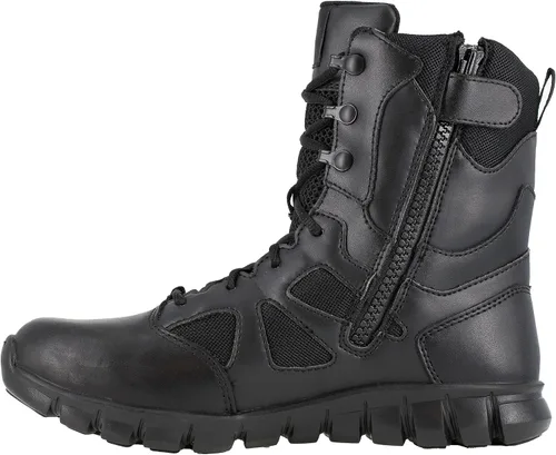 Vista 3 de Reebok Rb8805 Sublite Cushion Soft Toe Botas tácticas de 8 pulgadas con cremallera lateral negro militar, Negro