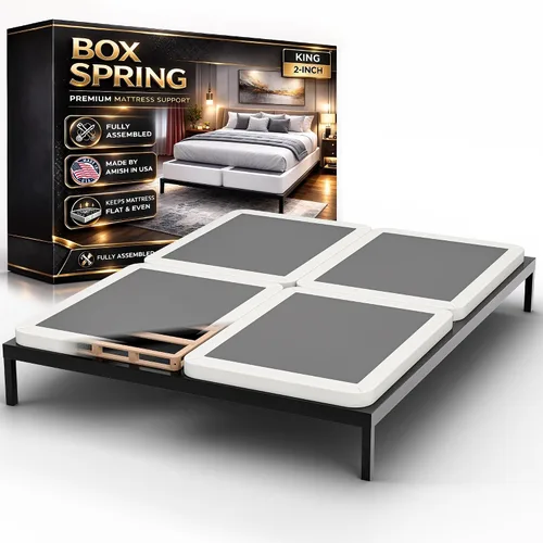 Vista 20 de Nutan, Somier de madera resistente de 2 pulgadas para soporte de colchón, duradero y totalmente montado, base de madera natural para cama Blanco