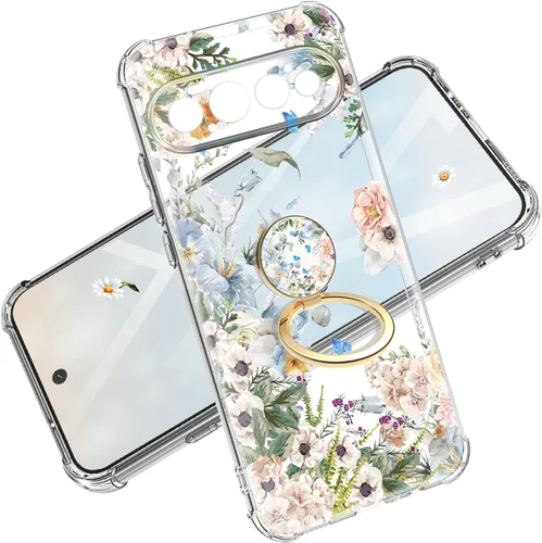 Vista 54 de Funda para Google Pixel 10A, 5G, mármol y flores, delgada, anticaídas, a prueba de golpes, suave, a prueba de golpes, transparente, fundas negro