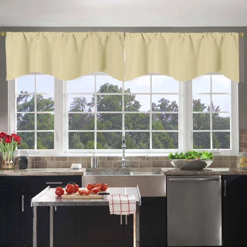 Vista 13 de Cenefa Blanco Puro Paquete de 2 - Cortinas de Liquidación para Sala de Estar, Baño y Dormitorio - Estilo Granja Festoneado, 18 Pulgadas de Largo