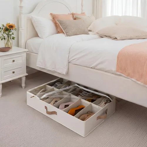 Vista 4 de StorageWorks Organizador de zapatos para armario, con capacidad para hasta 24 pares, juego de 2 contenedores de almacenamiento de zapatos debajo