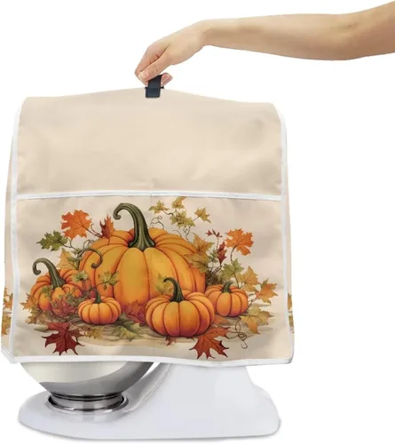 Vista 2 de Dreaweet Fall Pumpkin Print Kitchen Mixer Covers for Stand Mixer 4.5-5 qt, Kitchen Aid Accessories and Attachments, Washable