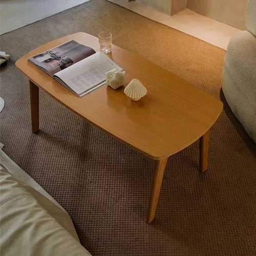 Vista 3 de Mesa de centro, moderna mesa de centro rectangular plegable de madera maciza escandinava para sala de estar, natural 31.5 pulgadas de largo x 19.5