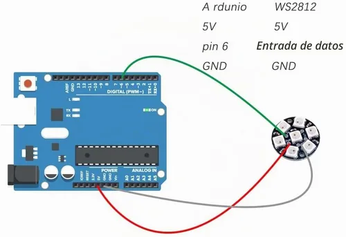 Vista 4 de Anillos LED RGB de 7 bits 7 X WS2812B 5050 Luz de lámpara con controladores integrados direccionables individualmente para Arduino Raspberry Pi