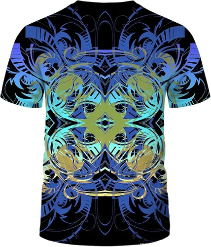 Vista 2 de Srcnhim Novedosa camiseta colorida con estampado 3D de teñido anudado y manga corta clásica y cómoda