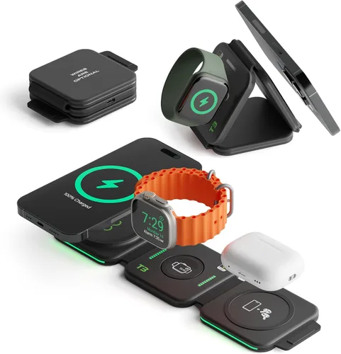 Vista 9 de InfinaCore Soporte de cargador inalámbrico magnético para dispositivos Apple, iPhone, AirPods, soporte de carga rápida de construcción duradera Azul