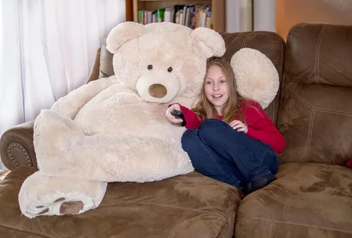 Vista 6 de HollyHOME Oso de peluche gigante de 5 pies con huellas grandes, regalo de San Valentín, 5 pies, color beige