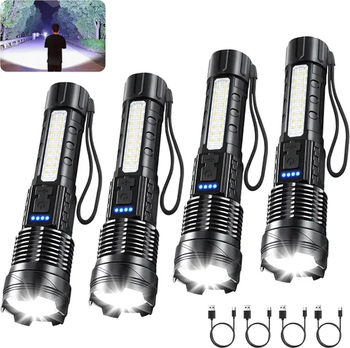 Vista 9 de Linternas Recargables de Alto Lumen, Linterna Recargable de 7 Modos, Linterna LED Súper Brillante con Luz Táctica Ajustable, Linterna de Mano