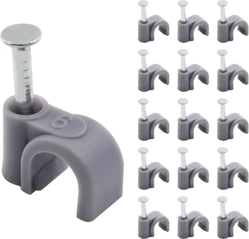Vista 8 de Clips de alambre de cable Ethernet plano con clavo, 0.551 in, blanco, 100 unidades Abrazaderas de cable coaxiales individuales, gestión de cables