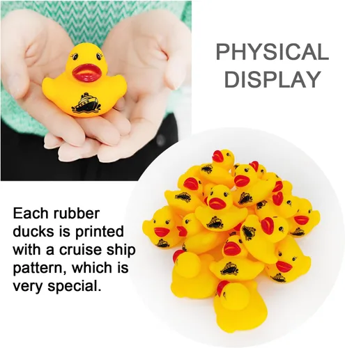Vista 4 de Patos de goma de crucero para crucero, tarjeta de juegos de patitos, 20 patos de goma, 20 etiquetas de pato, 20 bandas de goma, 3 x 4.7 pulgadas