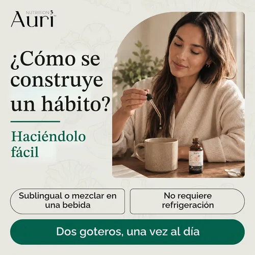 Vista 4 de Auri Elixir líquido de melena de león - Suplementos cerebrales para la memoria y la concentración con hongos funcionales - Suplemento de melena