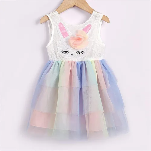Vista 2 de Toddler Baby Girls Tutu Tulle Sleeve Summer Casual Bowknot Princess Birthday Party Sundress 28 Years
