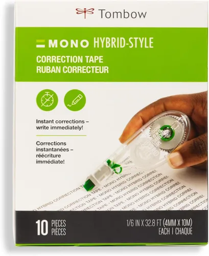 Vista 2 de Tombow 68721 MONO Hybrid cinta correctora, paquete de 10. Aplicador fácil de usar para correcciones instantáneas