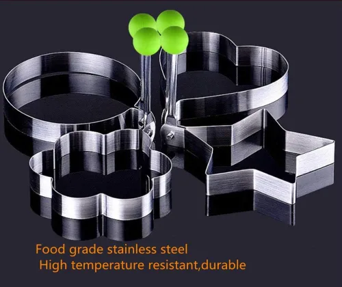 Vista 3 de Juego de 10 anillos de molde de huevo frito, anillo de acero inoxidable antiadherente para moldear huevos
