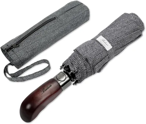 Vista 20 de Balios Paraguas Plegable de Viaje con Mango de Madera Real Apertura y Cierre Automático Toldo Ventilado Resistente al Viento - Diseñado en Reino