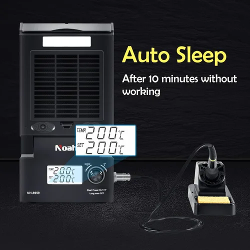 Vista 6 de Estación de soldador con extractor de humos, estación de soldadura de 80 W, soldador de 60 W, absorbente de humo, cable de soldadura, iluminación
