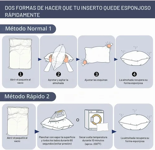 Vista 4 de Juego de 2 rellenos de almohada, cojines cuadrados esponjosos con fundas 100% de algodón, rellenos de almohada decorativos blancos para sofá, cama