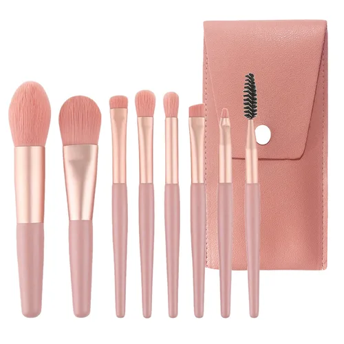 Vista 9 de Juego de 8 brochas de maquillaje, mini brochas de maquillaje, brochas de maquillaje, mezcla de rubor, corrector de sombra de ojos, delineador